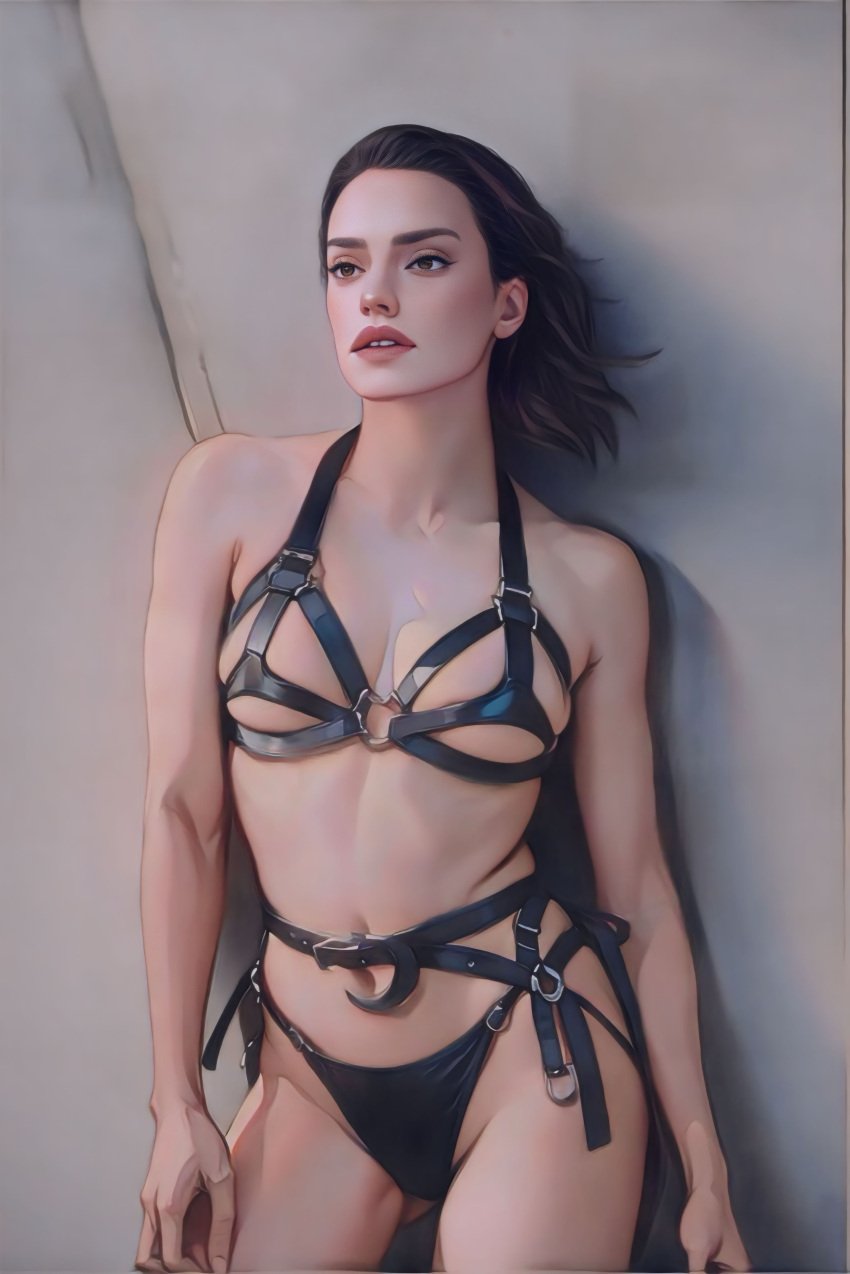 ai_generated ai_reworked brown_eyes celebcartoonizer celebrity daisy_ridley slutty_outfit star_wars