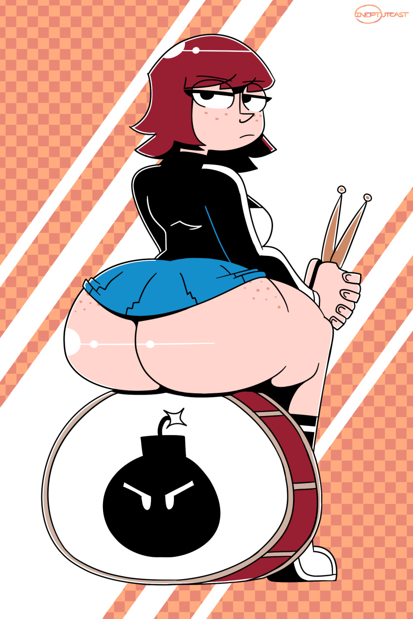 1girls ass big_ass bubble_butt clothing dat_ass fat_ass female female_only freckles huge_ass ineptoutcast jacket kim_pine large_ass png red_hair scott_pilgrim skirt solo thick_ass thick_thighs wide_hips