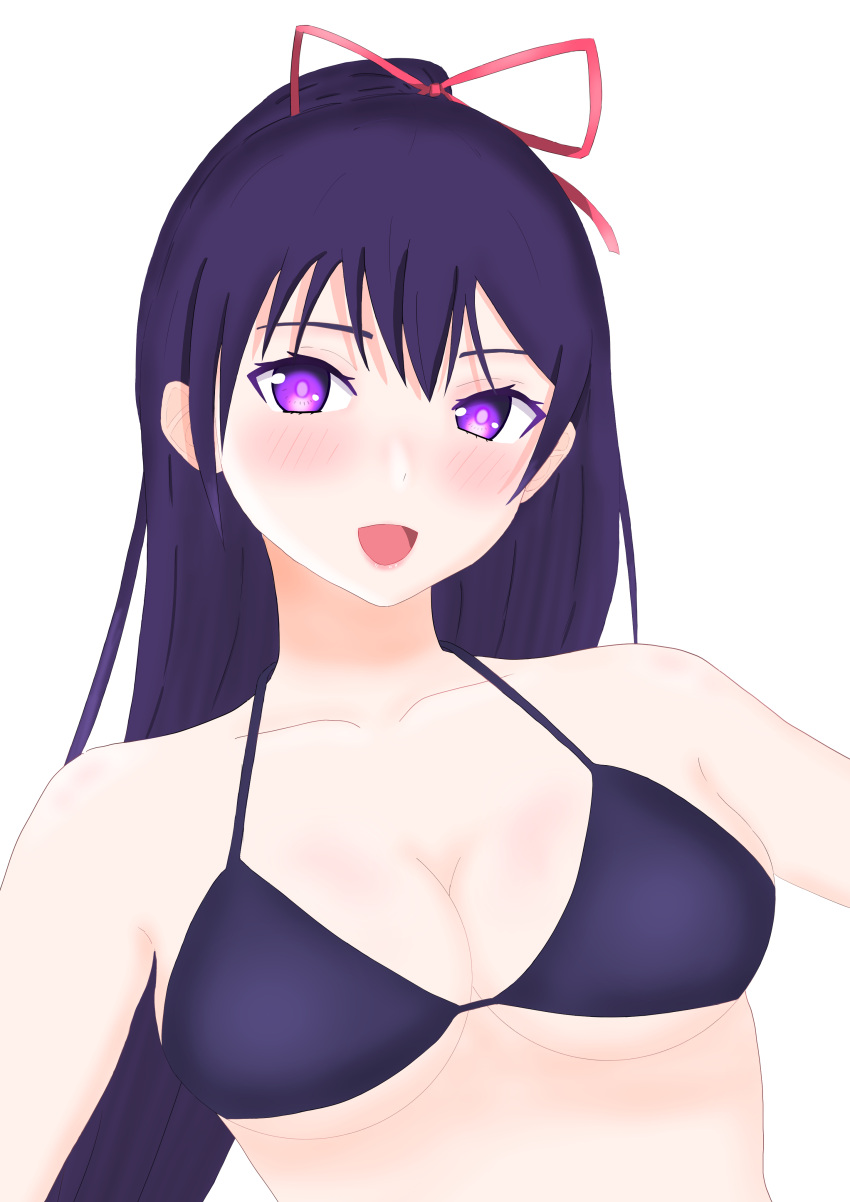 2d bikini blush breasts date_a_live light-skinned_female long_hair purple_eyes purple_hair solo solo_female yatogami_tohka