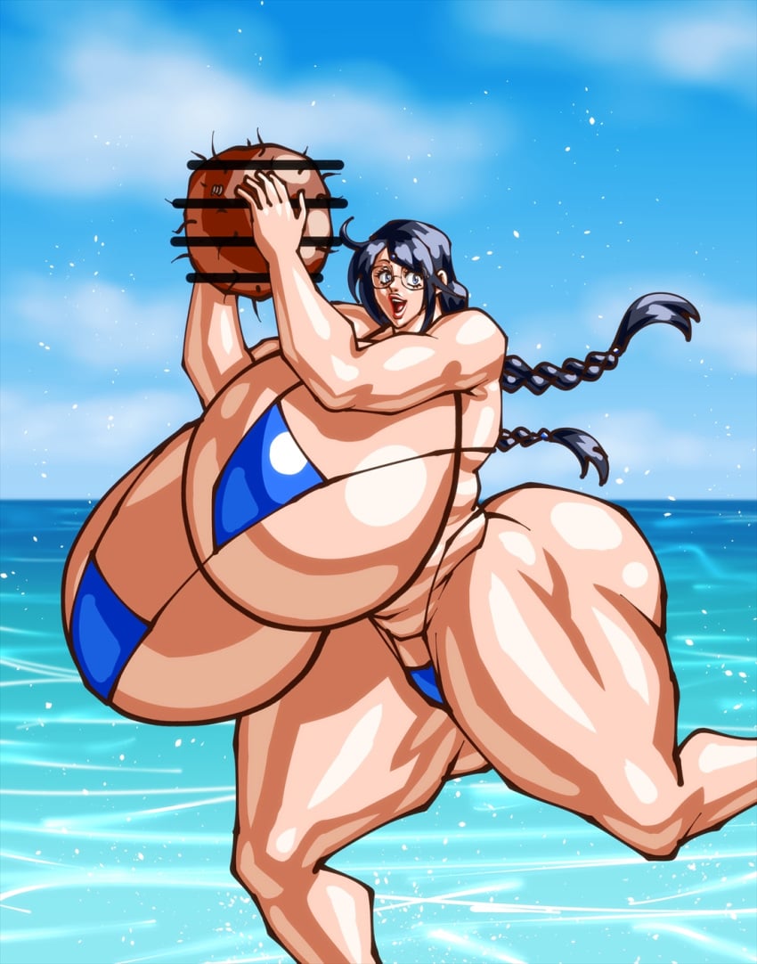 1girls ass beach big_ass big_breasts big_butt bikini bikini_bottom bikini_top breasts enormous_breasts female female_focus female_only giant_breasts gigantic_breasts glasses huge_ass huge_breasts huge_butt hyper_breasts large_ass large_breasts large_butt massive_ass massive_breasts massive_butt negoto_(nego6) tagme thong_bikini