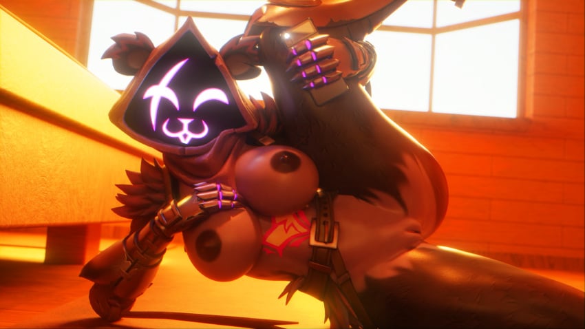 1girls 3d big_breasts fortnite high_resolution nipples pussy raven_team_leader silver2299 solo_female