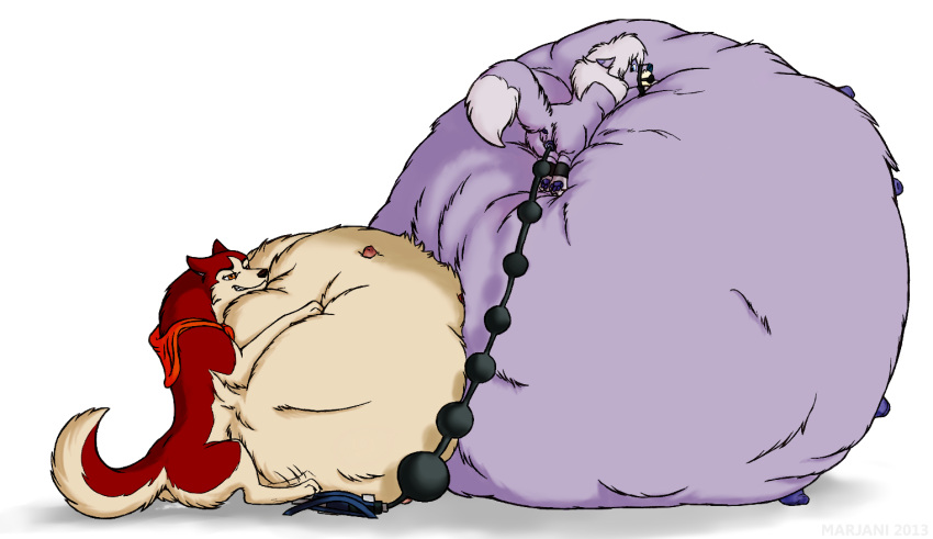 anal_beads balto_(film) beige_fur ben_wa_balls blue_fur brown_fur canine dixie_(balto) furry inflation jenna kryaterre marjani obese purple_fur what white_background