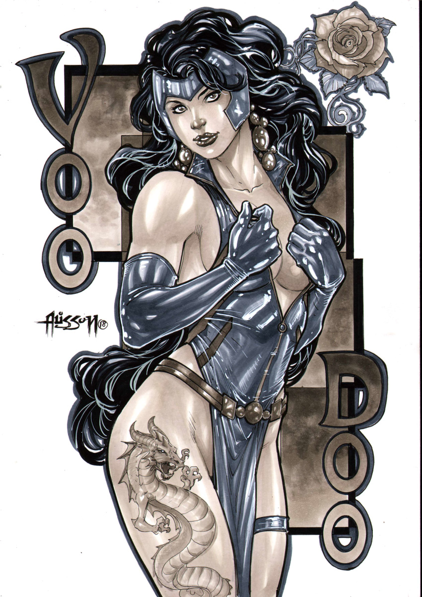 1girls 2018 alisson_rodrigues belt big_breasts black_hair blue_clothing blue_gloves breasts busty cleavage curvaceous curvy daemonite-human_hybrid dated dragon_tattoo ed_benes_studio female female_only flower gloves human image_comics latex logo long_hair pouch priscilla_kitaen red_lips red_lipstick rose signature solo spandex superheroine tattoo thighs unzipped voluptuous voodoo_(wildstorm) wildc.a.t.s. wildstorm zipper zipper_pull_tab