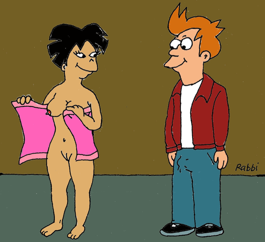 amy_wong asian erection erection_under_clothes futurama philip_j_fry rabbi_(artist) tagme