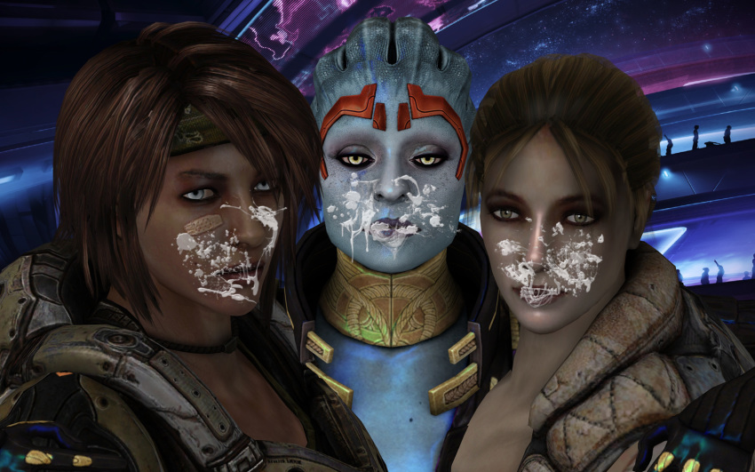 3d anya_stroud asari crossover gears_of_war mass_effect samantha_byrne samara xnalara