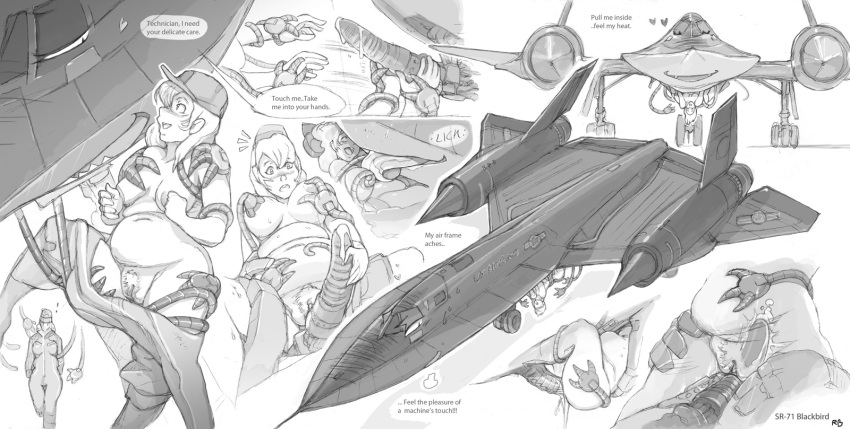 1boy 1girls aircraft airplane chubby dual_engine female jet living_machine overweight ratbat sr-71 sr-71_blackbird