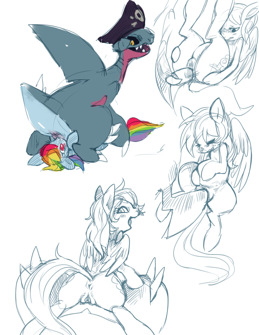 crossover friendship_is_magic gabite my_little_pony pokemon purplekecleon rainbow_dash_(mlp) sketch smooth_skin