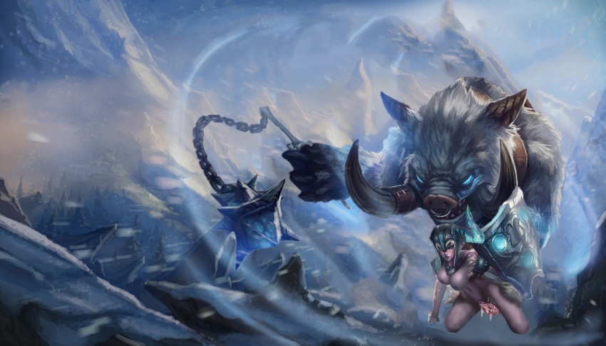 bestiality bristle_(lol) league_of_legends naked nude_edit sejuani