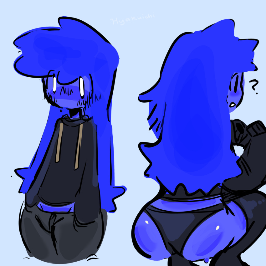 algebralien ambiguous_gender battle_for_dream_island bfb blue_body blue_hair blue_skin color colored femboy hear_me_out humanized hyakuichi light_blue_background object_shows one_(bfdi) solo solo_femboy