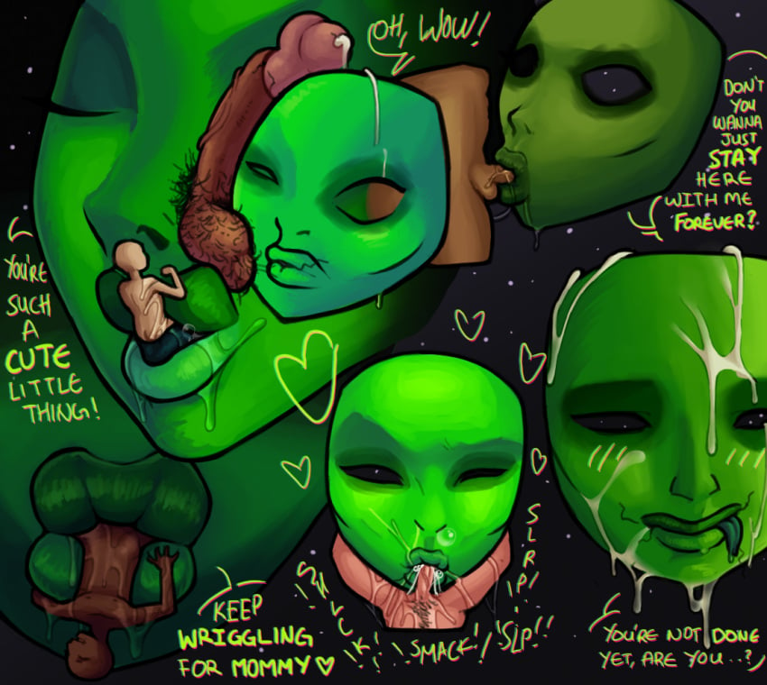 alien_x balls ben_10 bodily_fluids body_hair bukkake celestialsapien cosmic_being cum dark-skinned_male doting drooling face_only fellatio female genital_fluids genitals gentle_femdom gentle_giant green_body green_skin group hairy_balls human humanoid in_mouth lips mammal md34 messy oral penile saliva serena_(ben_10) sex size_difference sucking vore