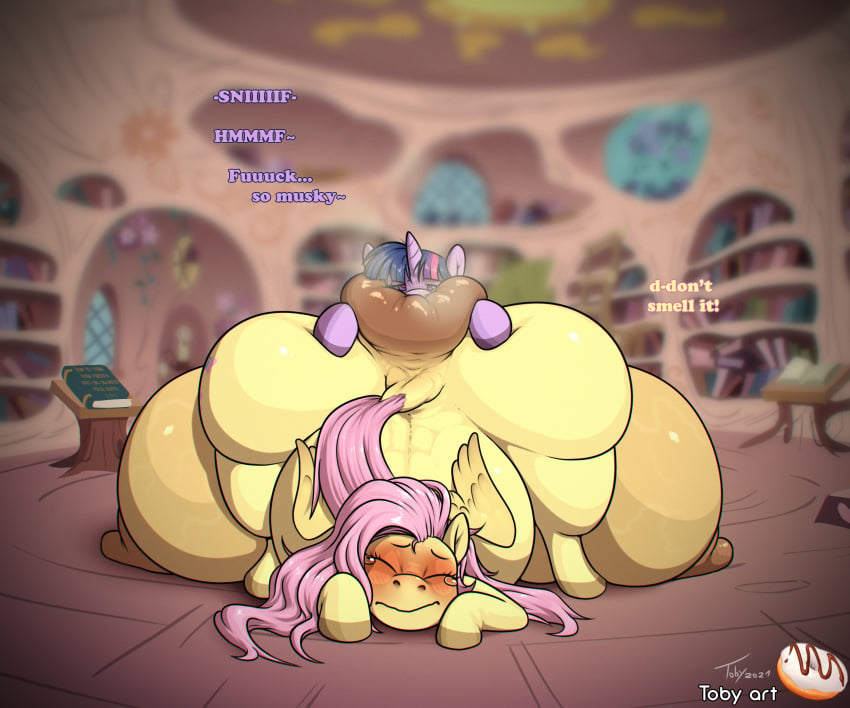 2021 absurd_res anal anus areola ass ass_up belly big_anus big_belly big_butt big_udders blush bodily_fluids butt_sniffing closed_eyes crotchboob duo english_text equid equine face_in_ass female female/female feral fluttershy_(mlp) friendship_is_magic front_view hasbro hi_res hooves horn horse huge_anus huge_butt huge_hips hyper hyper_anus hyper_hips hyper_teats hyper_udders mammal musk my_little_pony mythological_creature mythological_equine mythology nipples obese obese_female obese_feral oral overweight overweight_female overweight_feral pony raised_tail rimming saliva sex sniffing tail text thick_thighs toby_art twilight_sparkle_(mlp) udders unicorn wide_hips