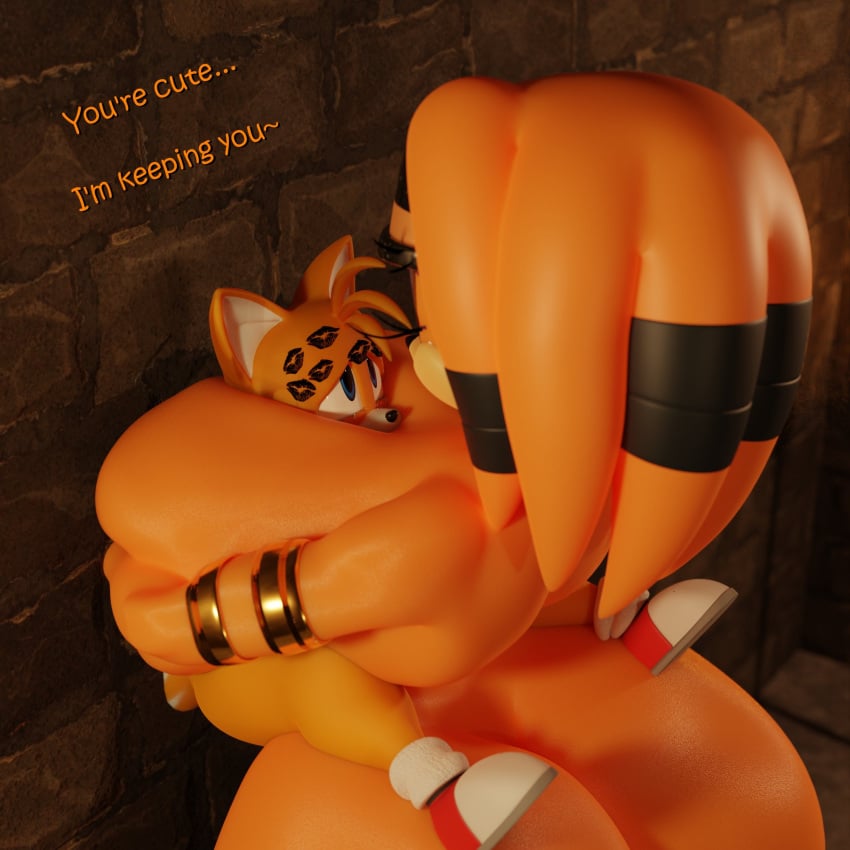 3d 3d_model against_wall age_difference big_breasts breast_squeeze breasts_bigger_than_head crying echidna femdom kiss_mark kitsune mobian mobian_(species) mobian_echidna older_female sega size_difference smothering sonic_(series) sonic_adventure sonic_the_hedgehog_(series) supersuperrare tails tails_the_fox tears tikal_the_echidna younger_male