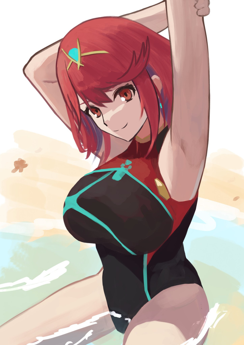 breasts female female_only labebebe_lee nintendo pyra red_eyes red_hair solo swimsuit tagme xenoblade_(series) xenoblade_chronicles_2