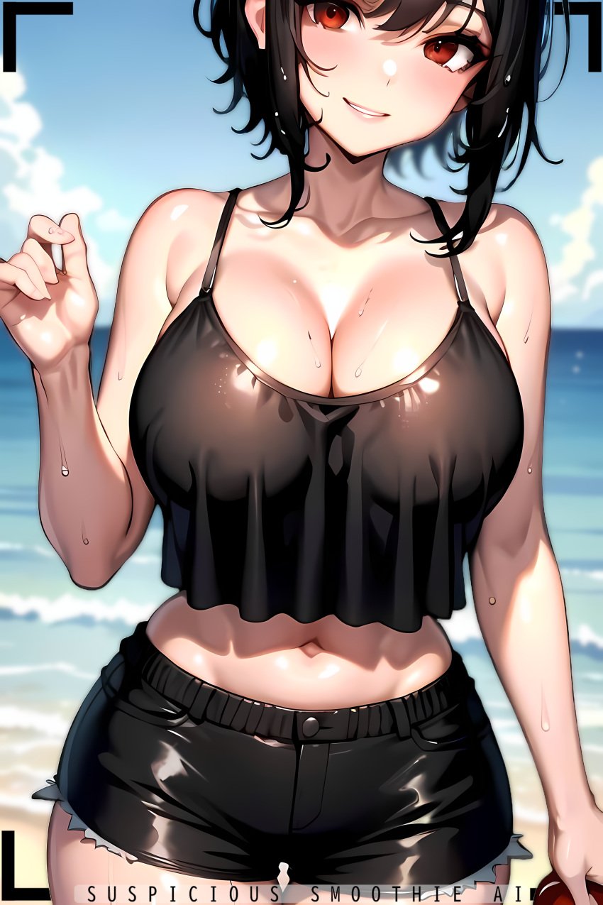 1girls 2024 ai_generated beach beach_background big_breasts black_clothing black_hair black_topwear blurred_background blurry_background boob_window breast_focus breasts breasts_focus busty busty_female cleavage close-up close_up close_up_view cloud clouds cloudy_sky curvaceous curves curvy curvy_body curvy_female curvy_figure edit edited female female_focus female_only grin grinning grinning_at_viewer hands_out_of_frame hikari_(susmai) large_breasts light-skinned_female light_skin no_underwear ocean ocean_background original original_character pose posing posing_for_the_viewer promptchan promptchan.ai pussy red_eyes sand sea seductive seductive_look seductive_mouth seductive_smile short_hair shorts smile smiling smiling_at_viewer solo solo_female solo_focus susmai suspicious_smoothie_ai sweat sweatdrop sweating sweaty sweaty_body tank_top tease teasing teasing_viewer thick_thighs tight_clothes tight_clothing tight_fit tropical tropical_setting water wave waves