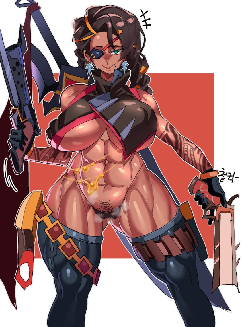 female gamjasssak league_of_legends pubic_hair pubic_hair_peek samira_(league_of_legends) tagme