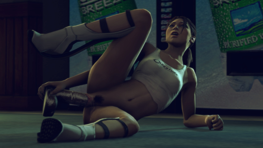 3d chell dildo faraon_zzz footwear human long_fall_boots pale_skin portal_2 source_filmmaker tagme vaginal