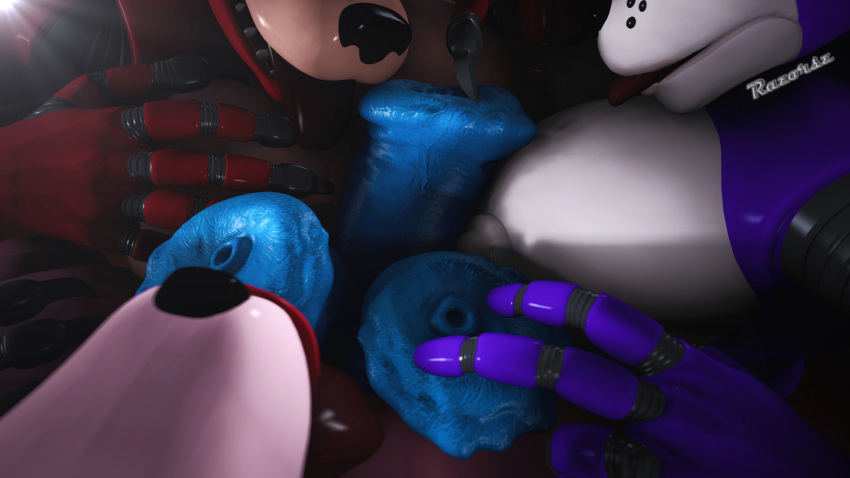 2018 3d animatronic anthro bonnie_(fnaf) female fingers five_nights_at_freddy's five_nights_at_freddy's_2 foxy_(fnaf) genderswap genderswap_(mtf) glowing hi_res machine mammal mangle_(fnaf) razorsz robot source_filmmaker video_games