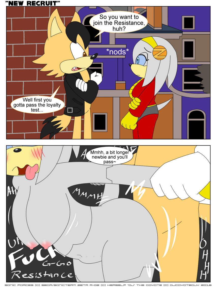 areola ass breasts canine city clothed clothing comic coyote custom_character_(sonic_forces) dialogue djcoyoteguy echidna fan_character female male mammal monotreme nipples nude outside penetration ruben_(djcoyoteguy) sex sonic_(series) sonic_forces stomach_bulge straight text vaginal_penetration zeta_the_echidna