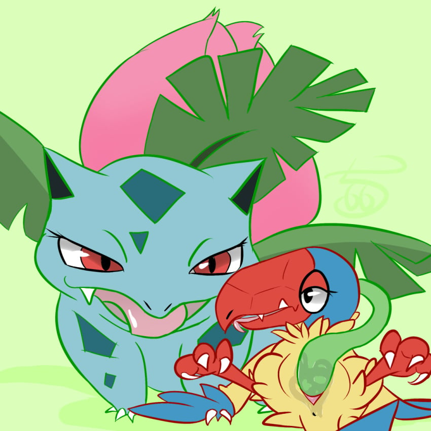 anus archen avian couple eye_contact female green_background half-closed_eyes ivysaur nintendo pcred566 penetration plain_background pokémon_(species) pokemon pokemon_(species) pokemon_bw pokemon_rgby pussy pussy_juice sex tongue tongue_out vaginal_penetration video_games vine yuri