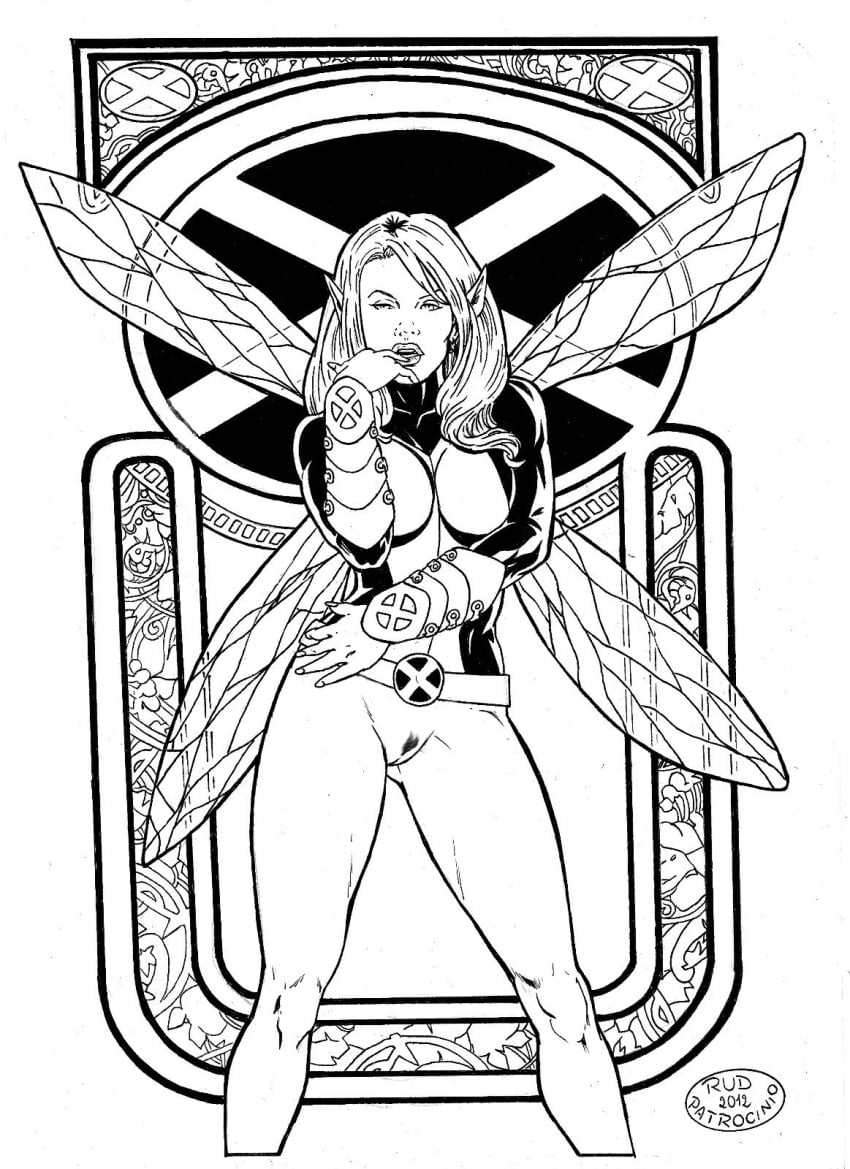 2012 greyscale legs marvel megan_gwynn monochrome new_x-men pixie_(x-men) pussy rud_patrocinio uncensored x-men