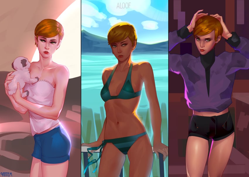 bikini clothed_female clothing female female_only green_eyes life_is_strange panties short_hair skinny_girl tagme tomboy victoria_chase vintem