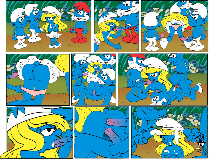 blue_skin brainy_smurf jakejilg papa_smurf smurfette the_smurfs