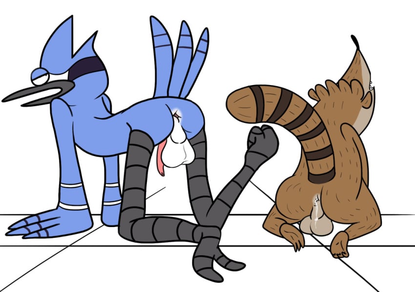 2boys anthro anus ass backsack balls ballsack butt cartoon_network gaping_anus jerseydevil male male_only mordecai mordecai_(regular_show) penis presenting_anus raised_tail regular_show rigby rigby_(regular_show) uncensored warner_bros warner_brothers