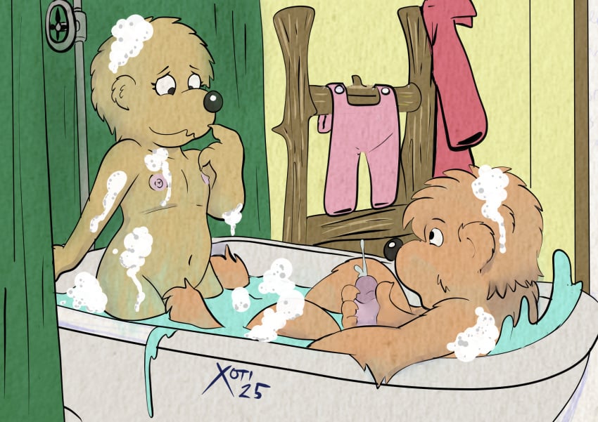 1boy 1boy1girl 1girls 2000s 2025 anthro anthro_female anthro_male anthro_on_anthro anthro_only bath bathroom bathtub bear bear_boy bear_girl berenstain_bears black_nose brother brother_and_sister brother_bear_(character) cub cub_on_cub cum cumshot ejaculation erection eyebrows eyelashes female female_cub fur furry furry_female furry_male furry_only incest male male/female male_cub masturbation nude nude_female nude_male penis siblings sister sister_bear water xoti_(artist) young young_female young_male young_on_young