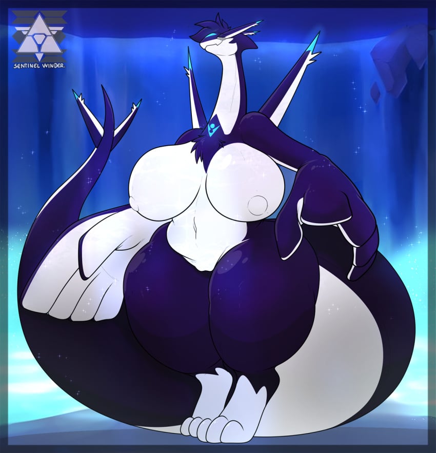 1girls anthro anthro_pred breasts chest_tuft closed_eyes closed_eyes fat_thighs female female_anthro female_pred fusion generation_2_pokemon generation_3_pokemon huge_breasts huge_tail hybrid latias legendary_pokemon long_neck lugia navel pokemon pokemon_(species) post_vore_weight_gain sentinelwinder shiny_skin smile sonear_(sentinelwinder) thick thick_female thick_tail thick_thighs waterfall weight_gain wide_hips