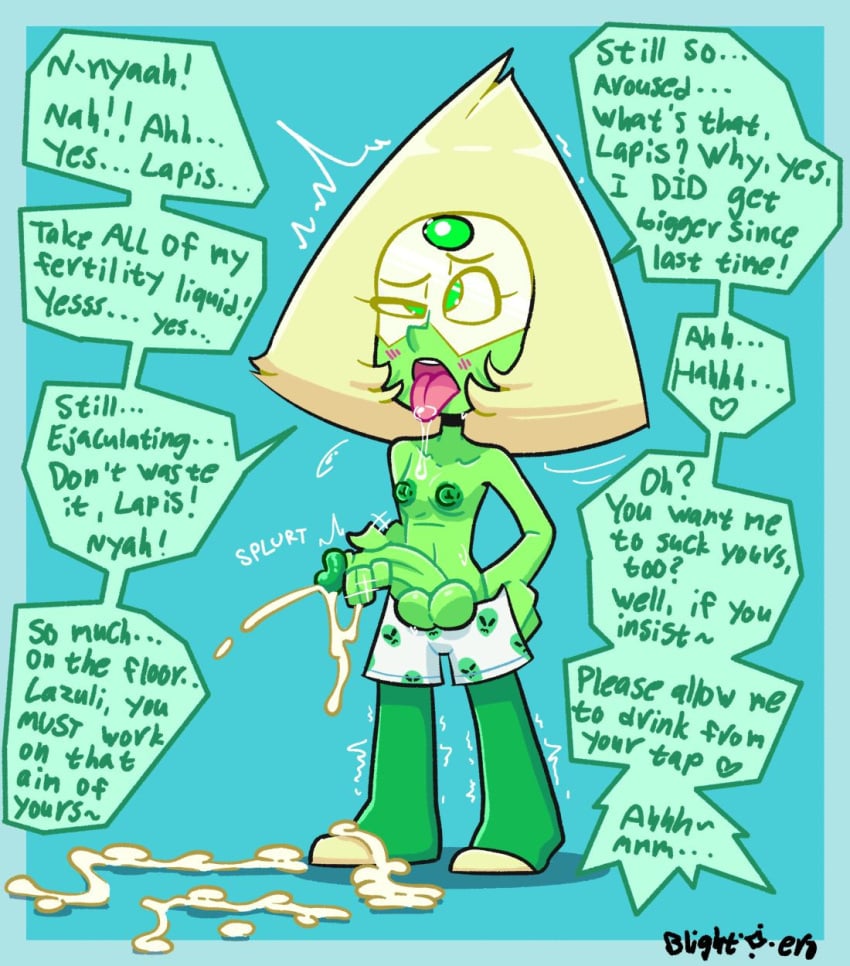 1futa ahe_gao alien balls blightstar blonde_hair blush boxers cum cum_on_floor cum_on_foot english_text fantasizing futa_only futanari gem_(species) gem_on_forehead green_body handjob masturbation one_eye_half-closed penis peridot_(steven_universe) pulling_down_underwear small_breasts solo speech_bubble steven_universe tagme talking_to_self tongue_out triangular_hair visor