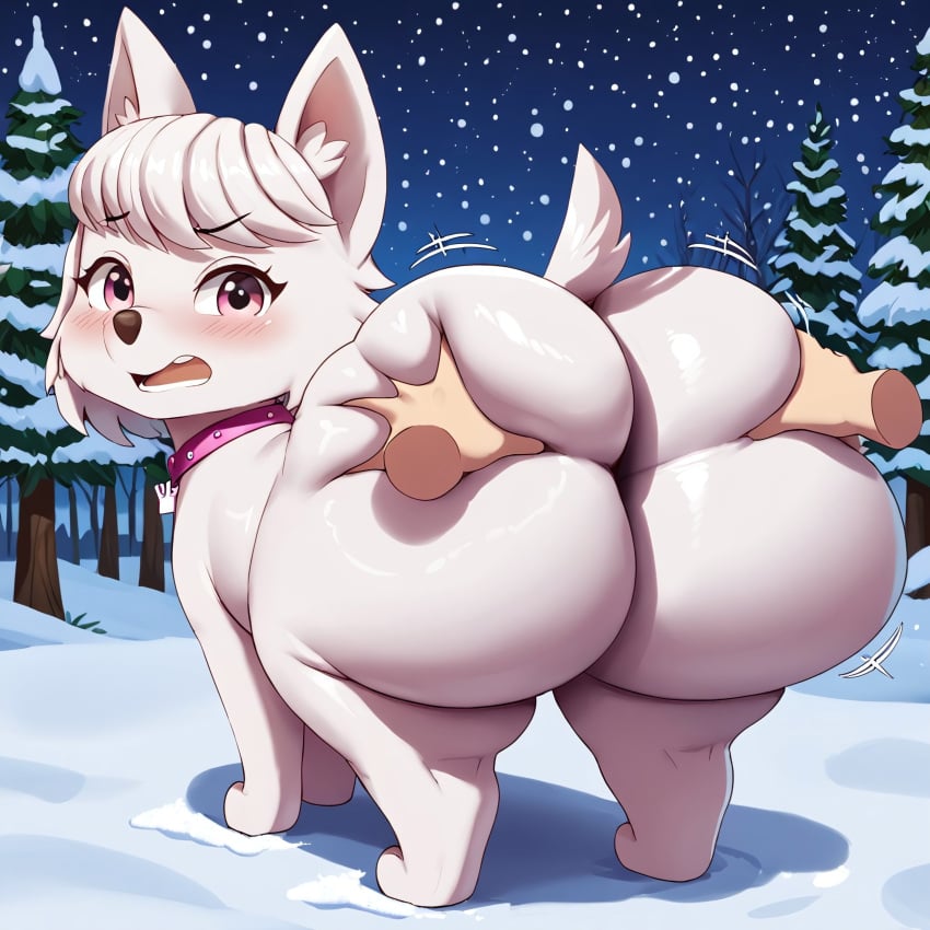 ai_generated ass big_ass bubble_butt canine female feral huge_ass hyper hyper_ass nickelodeon paw_patrol sweetie_(paw_patrol) west_highland_white_terrier