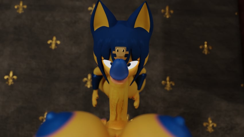 animal_crossing ankha ankha_(animal_crossing) big_areola big_ass big_balls big_butt big_cat big_chest big_dick big_penis breasts cat_ears cat_humanoid cat_tail catgirl catwoman cock dick dickgirl dickgirl/dickgirl domination futa_focus futa_on_futa futa_only futanari penis scared scared_expression scared_face small_cat small_cock small_dick small_penis tocher44