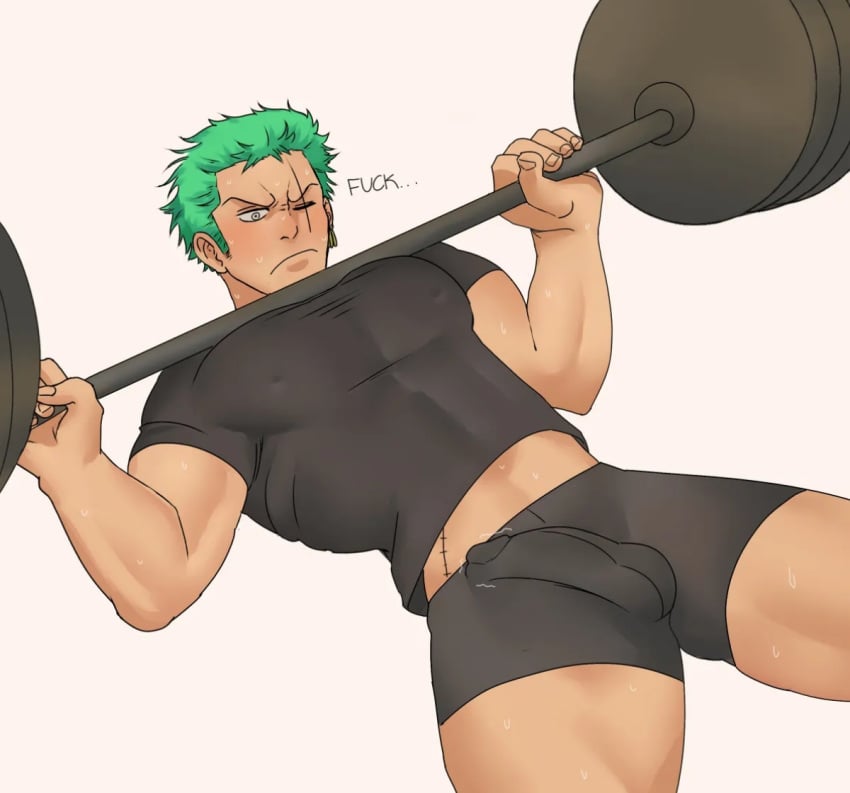 1boy abs angry angry_face ballsack bara bara_body bara_tiddies bara_tits barazoku beefy big_dick_energy big_penis bigger_male broad_shoulders bulge defined_muscles earrings erect_penis erection erection_under_clothes exercise frown frowning_at_viewer gay girthy_penis green_hair half_nude halteres handsome handsome_man horny horny_male huge_cock hunk japanese_male larger_male long_penis looking_at_penis male male_focus manly masculine_male muscles muscular muscular_male one_piece pecs pectoral_bulge pectorals penis penis_bulge pirate post-timeskip roronoa_zoro scar scar_across_eye scar_on_chest scar_on_face scars solo solo_focus solo_male spontaneous_erection tall_male taller_male tough_guy unknown_artist yaoi