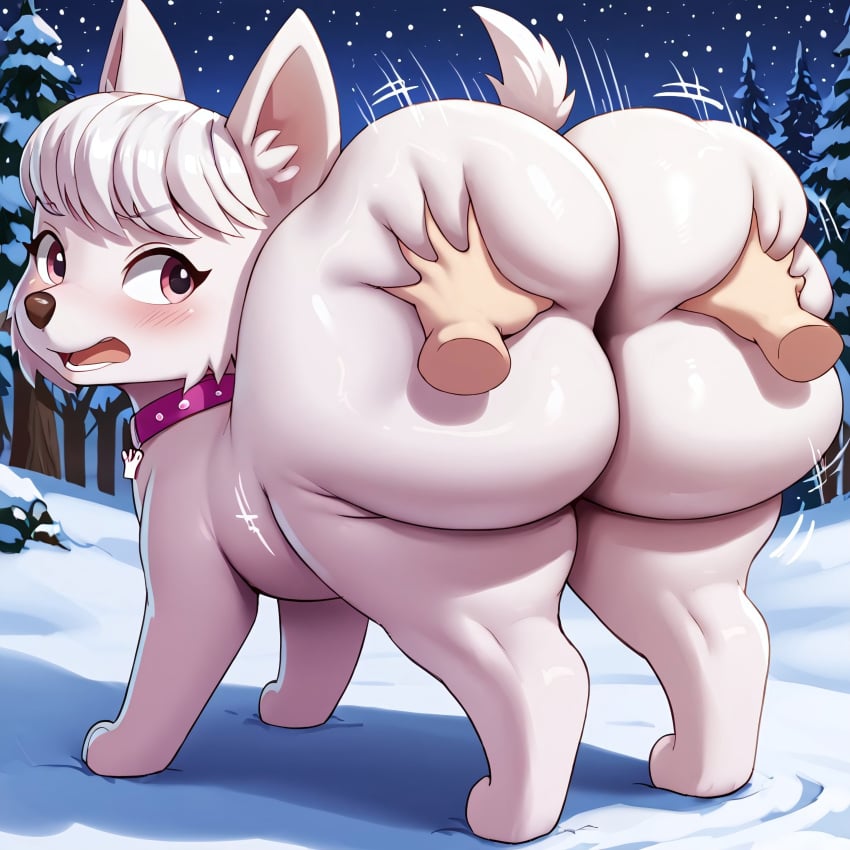 ai_generated ass big_ass bubble_butt canine female feral huge_ass hyper hyper_ass nickelodeon paw_patrol sweetie_(paw_patrol) west_highland_white_terrier