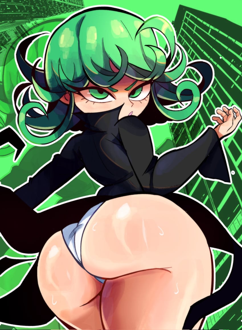 1girls ass azjack female female_only large_ass light-skinned_female light_skin looking_at_viewer looking_back one-punch_man solo tatsumaki thick_thighs thighs