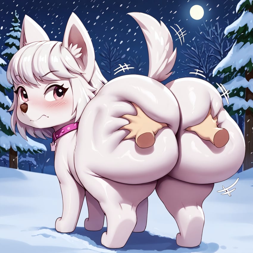 ai_generated ass big_ass bubble_butt canine female feral huge_ass hyper hyper_ass nickelodeon paw_patrol sweetie_(paw_patrol) west_highland_white_terrier