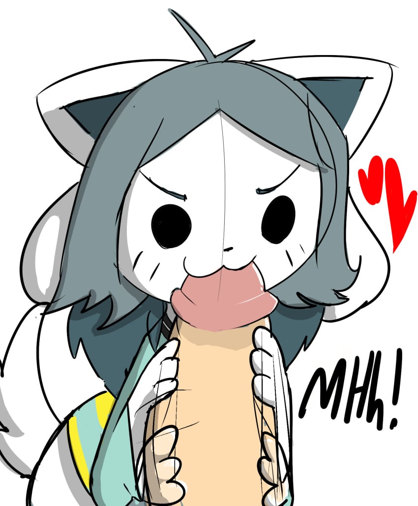 >:3 clothing determined duo faceless_character faceless_male female genitals grey_hair hair handjob head_tuft heart_symbol hi_res male male/female motion_blur neko3240 onomatopoeia oral owo penile penis sex shirt simple_background sound_effects tail temmie_(undertale) text topwear tuft undertale undertale_(series) white_background