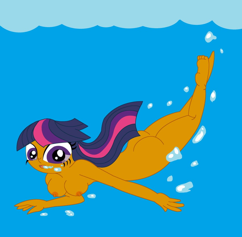 1girls ass eyelashes friendship_is_magic long_hair my_little_pony nipples nude open_mouth purple_hair skinny_dipping straight_hair swimming the1stmoyatia twilight_sparkle_(mlp) underwater