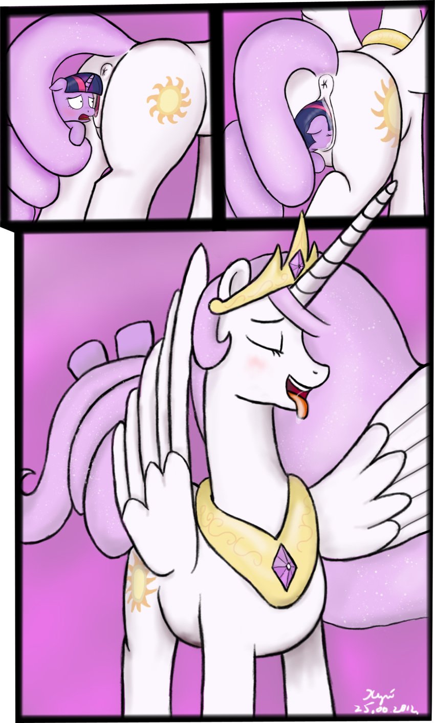 comic feral friendship_is_magic my_little_pony princess_celestia_(mlp) twilight_sparkle_(mlp) unbirthing vore xyi