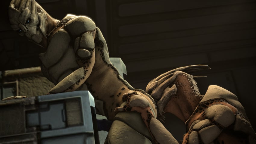 alien anal bioware cheap-wazoo duo electronic_arts hi_res leaning looking_back male male/male mass_effect nude open_mouth oral rimming sex side_view standing turian