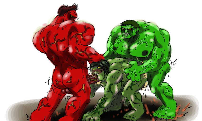 3boys anal anal_penetration barefoot dubious_consent father_and_son feet fellatio gay green-skinned_male green_skin hulk hulk_(series) incest male male_only male_penetrated marvel muscles muscular muscular_male oral red-skinned_male red_hulk red_skin rough_anal rough_oral rough_sex skaar_(marvel) spitroast thunderbolt_ross veins yaoi