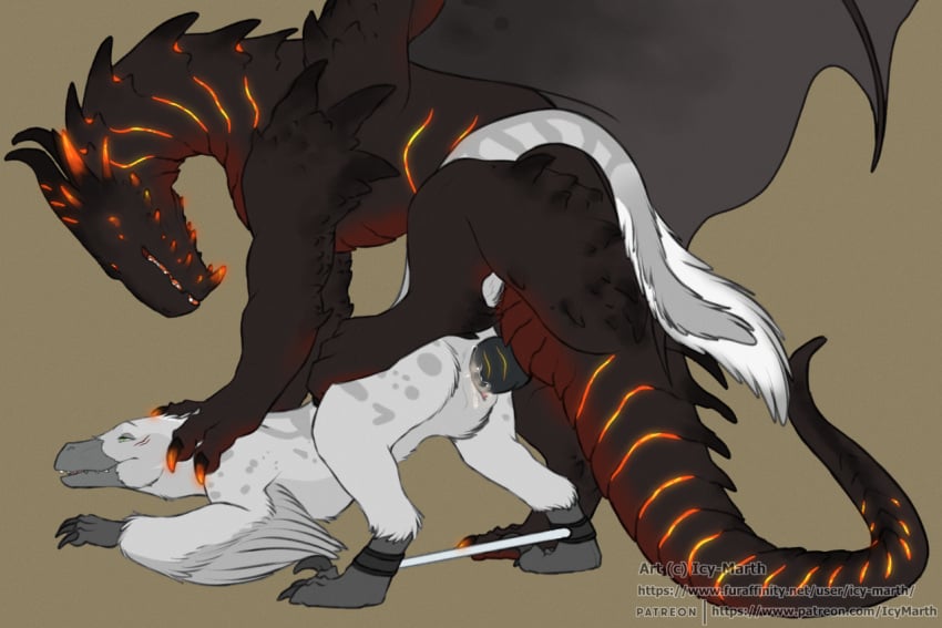 belly black_body black_scales bondage bondage bound canowicakte_(daedalus_darkblade) dinosaur dragon dromaeosaurid feathers female feral genitals grey_body grey_scales icy-marth knot light_bondage male mythological_creature mythological_scalie mythology penis prehistoric_species red_belly reptile scales scalie sex theropod white_body white_feathers