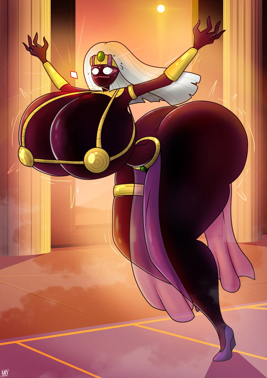 ass_expansion ass_growth big_ass big_breasts black_skin boobs_growth breast_expansion butt_expansion dark_skin detailed_background expansion expansion_fetish gold_bra gold_bracelets golden_bikini golden_bra golden_bracelets hourglass_expansion hourglass_figure hourglass_figured_female huge_ass huge_breasts humongous_ass humongous_breasts inflation inflation_fetish large_ass large_breasts martian_(duck_dodgers) pendant purple_eyes purple_veil queen_tyr&#039;ahnee thin_waist unknown80000 veil white_hair