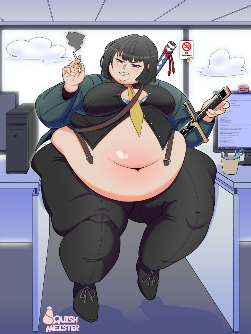 bbw fat fat_fetish female limbus_company obese obese_female overweight project_moon ryoshu_(limbus_company) seven_association_(identity)_(project_moon) squish_meister