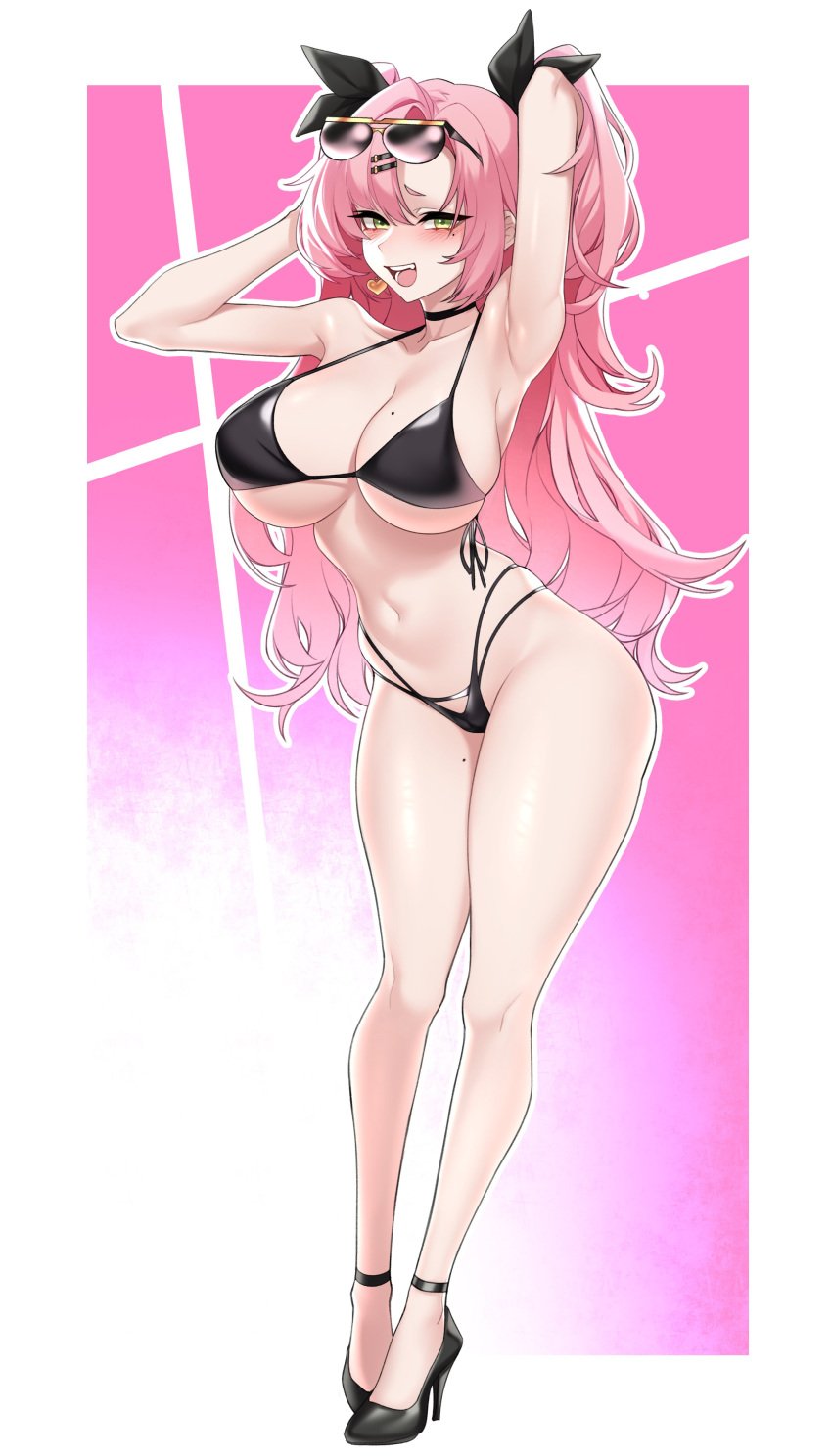 1girls adult adult_female armpit armpit_crease armpit_peek armpits bare_armpits bare_arms bare_belly bare_chest bare_hands bare_hips bare_legs bare_midriff bare_navel bare_shoulders bare_skin bare_thighs belly belly_button big_breasts bikini bikini_bottom bikini_only bikini_top black_bikini black_bikini_bottom black_bikini_top black_string_bikini black_swimsuit black_swimwear breasts busty busty_female busty_girl calves cleavage collarbone copyright_request curvaceous curvaceous_body curvaceous_female curvaceous_figure curvaceous_hips curvaceous_thighs curvy curvy_body curvy_female curvy_figure curvy_hips curvy_thighs dogs_(dlrkdejr26) elbows exposed_armpits exposed_arms exposed_belly exposed_chest exposed_hips exposed_legs exposed_midriff exposed_navel exposed_shoulders exposed_skin exposed_thighs feet female female_focus female_only footwear full_body green_eyes green_eyes_female groin hair_ribbon hairless_armpits halterneck high_heels high_resolution highres hourglass_figure huge_breasts knees large_breasts lean_figure legs long_hair looking_at_viewer mature mature_female midriff narrow_waist navel nicole_demara open_mouth open_mouth_smile parted_bangs parted_lips pink_background pink_eyebrows pink_hair pink_hair_female plump_breasts ribbon shaved_armpits shoes shoulders side-tie_bikini simple_background slender_body slender_waist slim_waist solo standing string_bikini sunglasses sunglasses_on_forehead sunglasses_on_hat sunglasses_on_head swimsuit swimwear thick_thighs thighs tongue twintails twintails_(hairstyle) upper_teeth wide_hips zenless_zone_zero