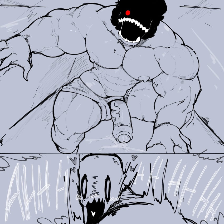 abbamusa410791 balls bara big_balls big_muscles big_penis boner erection huge_cock male male_only monochrome muscles muscular penis scared yaoi yaoi_with_male_audience