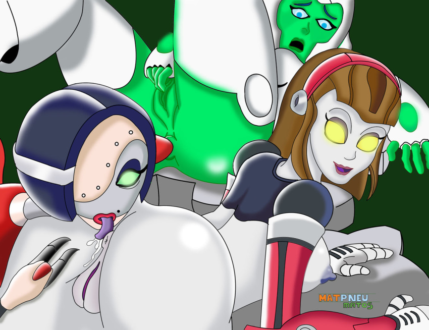 3girls 3robots android anilingus anus ass ass_grab aya_(green_lantern) betty_(scrapland) big_anus courtney_gears crossover dc dcau fat_mons female female_only green_lantern:_the_animated_series machine matpneu multiple_girls open_mouth oral pussy ratchet_and_clank robot robot_girl saliva scrapland swollen_anus technophilia threesome tongue tongue_out yuri