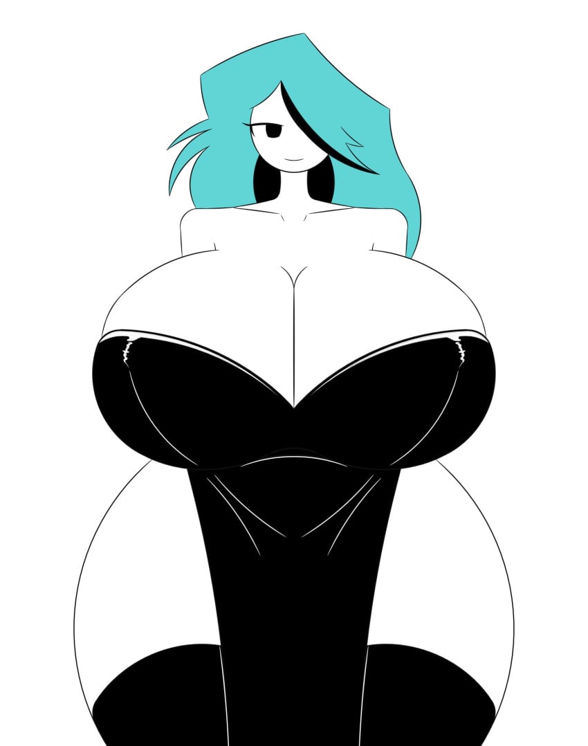 1girls blue_hair curvy dress female huge_breasts looking_at_viewer tagme voluptuous