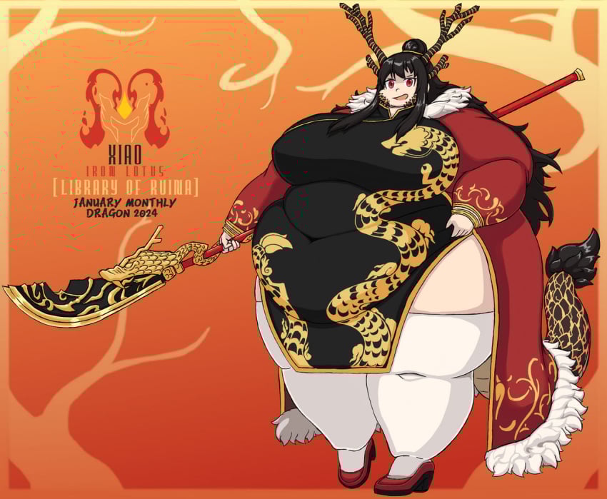 bbw dragon library_of_ruina project_moon weight_gain xiao_(library_of_ruina) year_of_the_dragon
