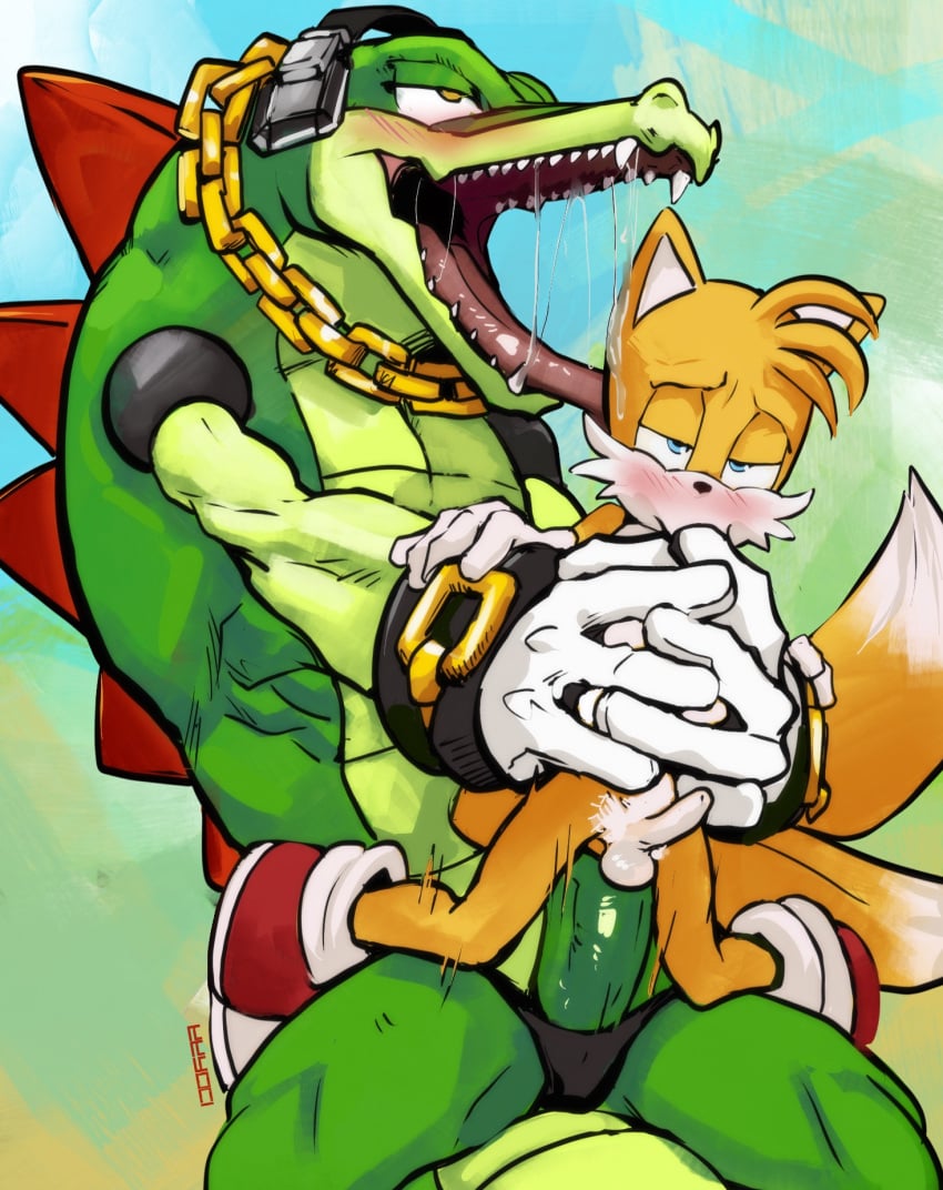 2025 anal anal_sex anthro anthro_on_anthro anthro_penetrated anthro_penetrating anthro_penetrating_anthro balls blush bodily_fluids canid canine clothing crocodile crocodilian cub duo electronics erection footwear foreskin fox gay gay_male genitals gloves gold_(metal) handwear headphones hi_res idoraado larger_anthro larger_male looking_pleasured male male/male male_cub male_only male_penetrated male_penetrating male_penetrating_male mammal moan mostly_nude motion_lines open_mouth penetration penile penile_penetration penis penis_in_ass reptile saliva scalie sega sex signature size_difference smaller_anthro smaller_male sonic_(series) sonic_the_hedgehog_(series) tails teeth uncircumcised vector_the_crocodile yaoi